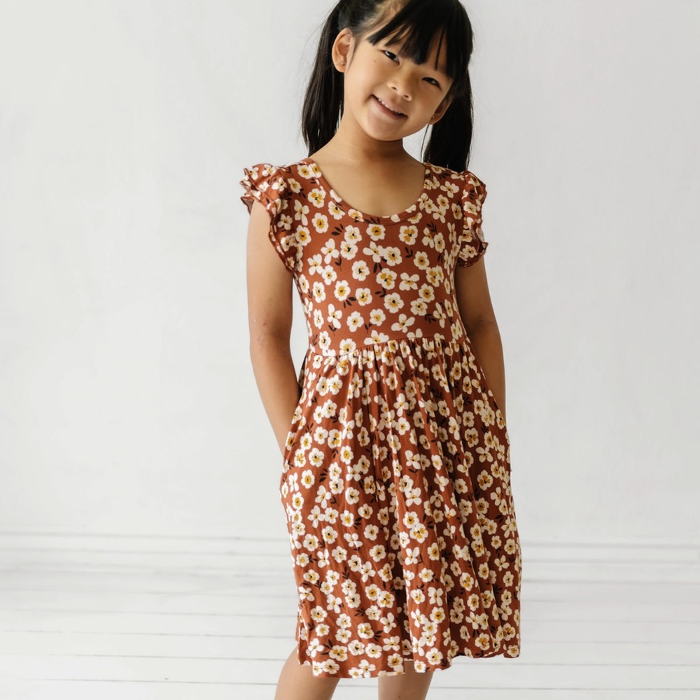 Little Sleepies Mocha Blossom Flutter Twirl Dress